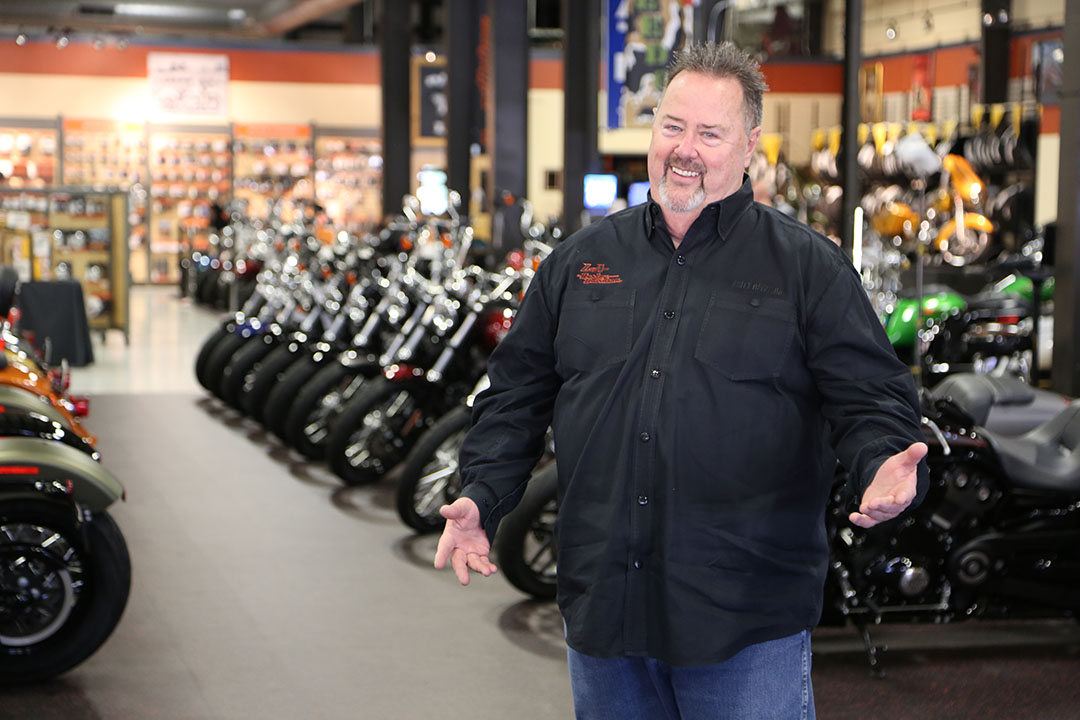 John Story, owner of L-A Harley Davidson in Lewiston, Maine